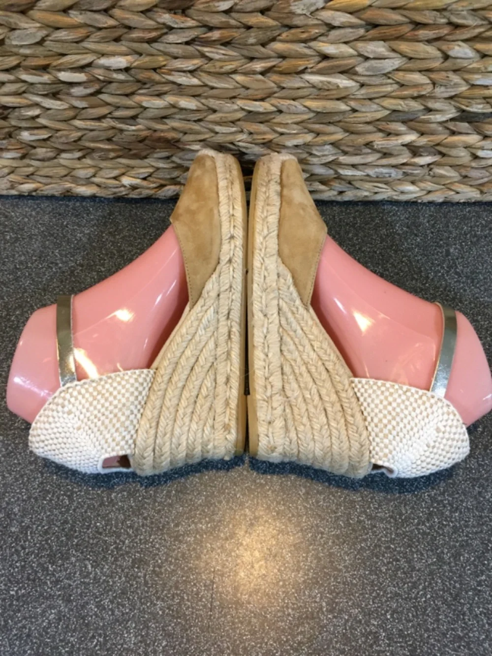 Kanna Two-Tone Tan Espadrille Wedge Sandals